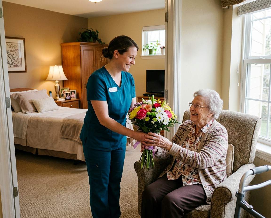 Caregiver providing compassionate support to senior